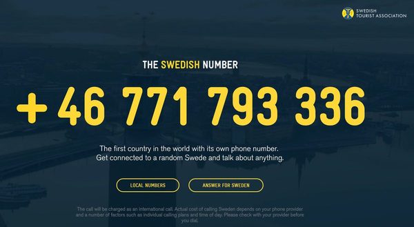 Promotion for The Swedish Number national phone line