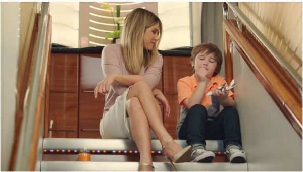 Jennifer Aniston in the Emirates airline commercial