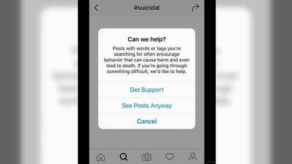 Instagram suicide prevention tool on a phone screen