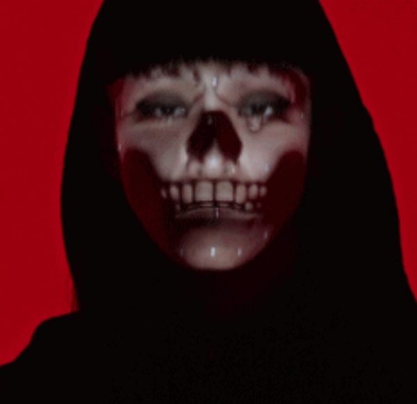Projected image mapped onto a performer's face