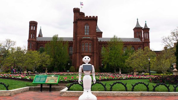 Pepper the robot greeting visitors at a Smithsonian museum