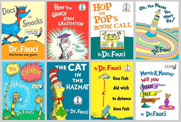 Reimagined Dr. Seuss book covers for the pandemic era