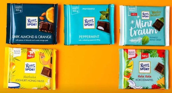 Square Ritter Sport chocolate bars