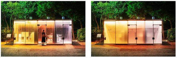 Transparent public restroom in Tokyo