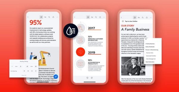 Adobe Liquid Mode reformatting a PDF on a mobile phone screen