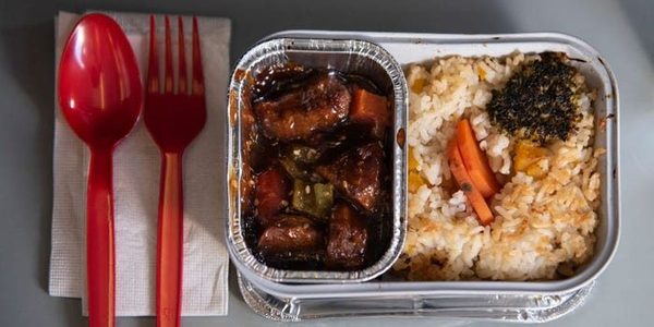 Airline meal trays packaged for sale