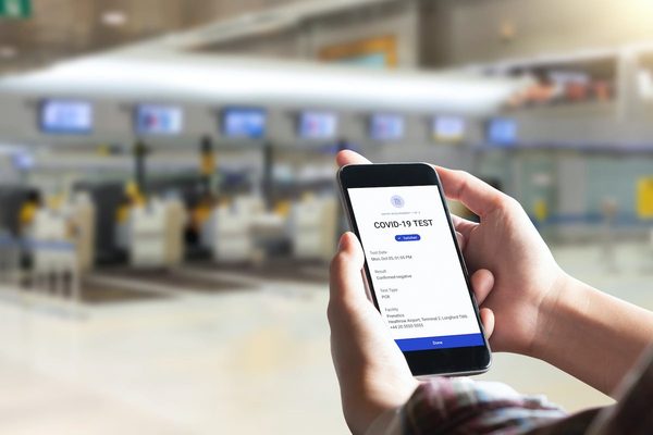 A COVID passport health document for travel