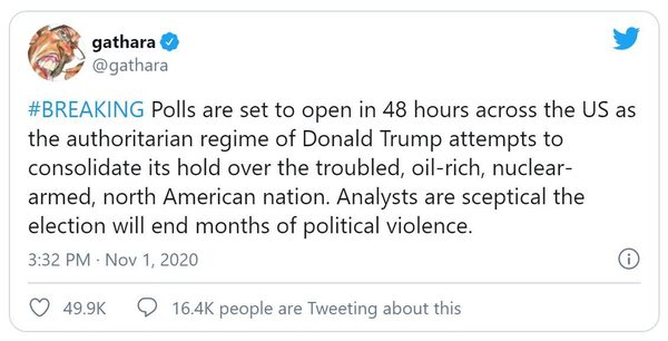 Tweet from Kenyan journalist covering the U.S. election