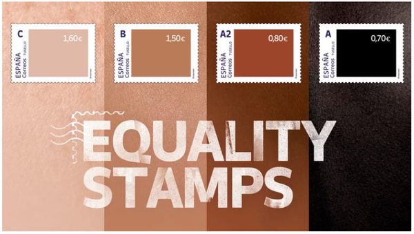Spain's equality stamps in four different skin tones