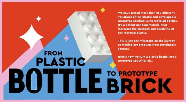 LEGO prototype brick made from recycled plastic