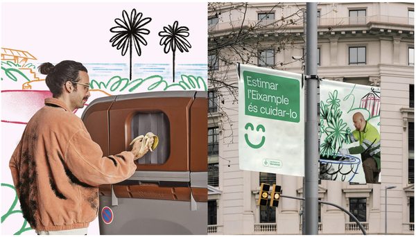 Illustrated campaign artwork for Barcelona's waste removal services