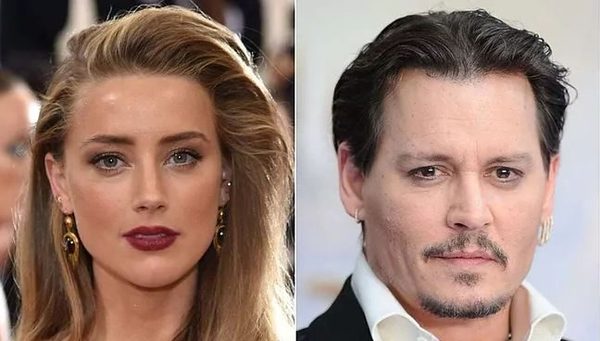 Amber Heard and Johnny Depp in court during their trial