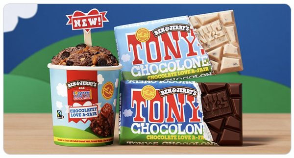 Ben & Jerry's and Tony's Chocolonely co-branded packaging
