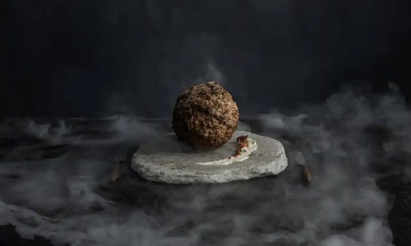 A large meatball made from cultivated mammoth DNA