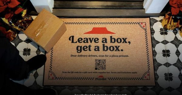 Pizza Hut leave a box get a box holiday doormat