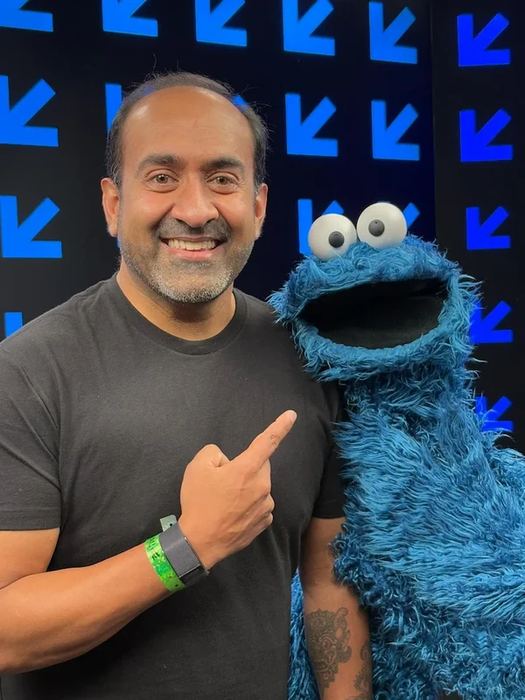 Rohit with Cookie Monster